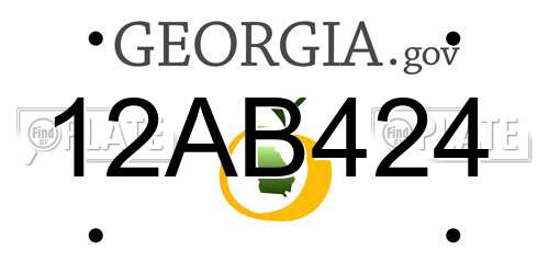 12AB424 Georgia License Plate