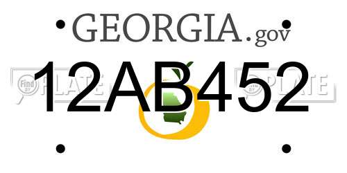 12AB452 Georgia License Plate