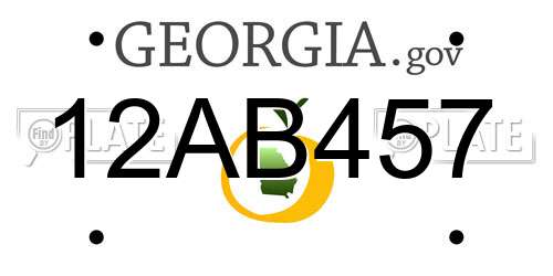 12AB457 Georgia License Plate