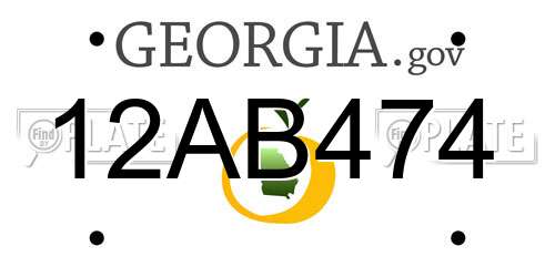 12AB474 Georgia License Plate