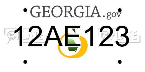 12AE123 Georgia License Plate