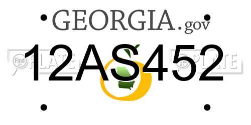 12AS452 Georgia License Plate