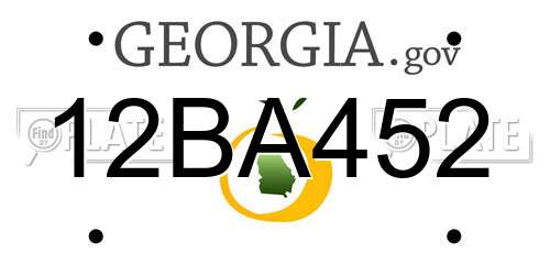 12BA452 Georgia License Plate