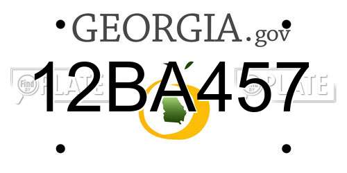 12BA457 Georgia License Plate
