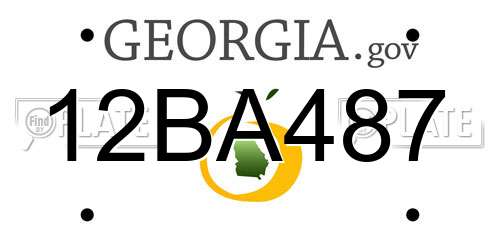 12BA487 Georgia License Plate