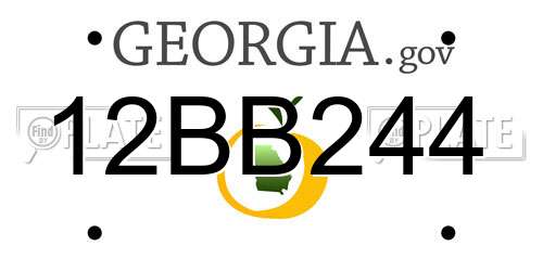 12BB244 Georgia License Plate