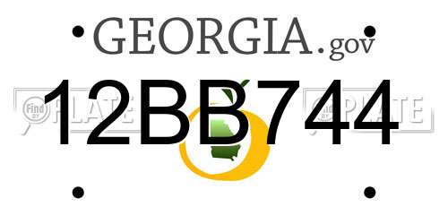 12BB744 Georgia License Plate