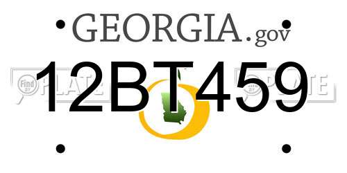 12BT459 Georgia License Plate