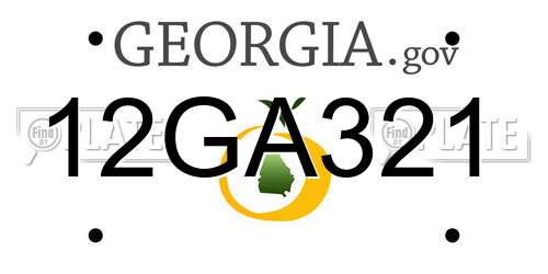 12GA321 Georgia License Plate
