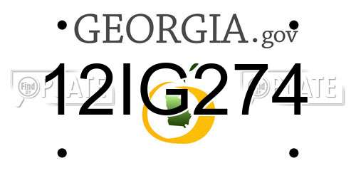 12IG274 Georgia License Plate