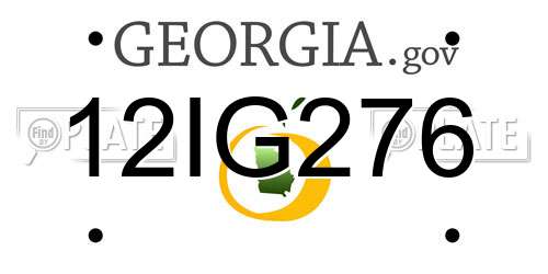 12IG276 Georgia License Plate