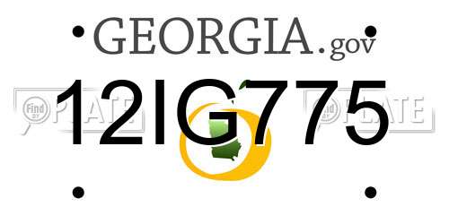 12IG775 Georgia License Plate