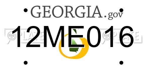 12ME016 Georgia License Plate