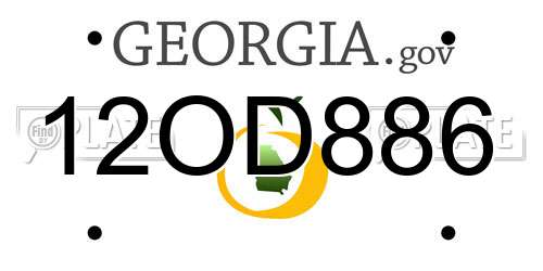 12OD886 Georgia License Plate