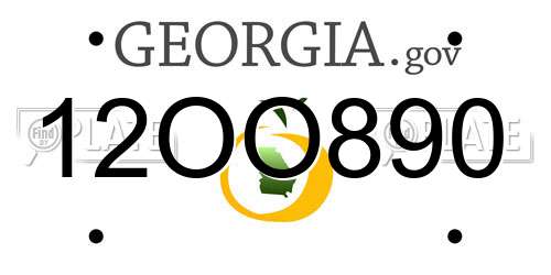 12OO890 Georgia License Plate