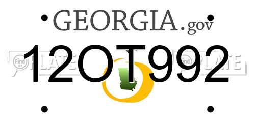 12OT992 Georgia License Plate