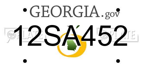 12SA452 Georgia License Plate