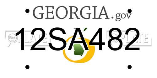 12SA482 Georgia License Plate