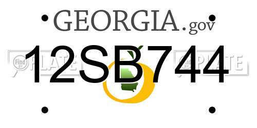 12SB744 Georgia License Plate