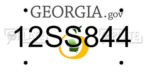 12SS844 Georgia License Plate