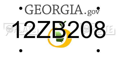 12ZB208 Georgia License Plate