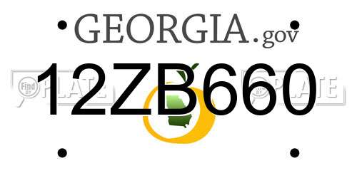 12ZB660 Georgia License Plate
