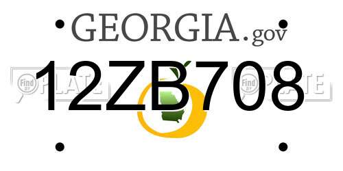 12ZB708 Georgia License Plate