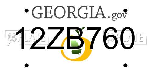 12ZB760 Georgia License Plate