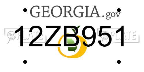 12ZB951 Georgia License Plate