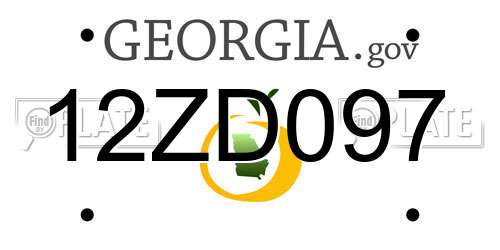 12ZD097 Georgia License Plate