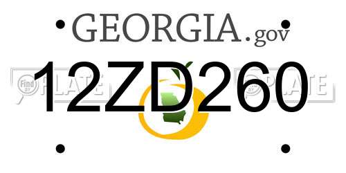 12ZD260 Georgia License Plate