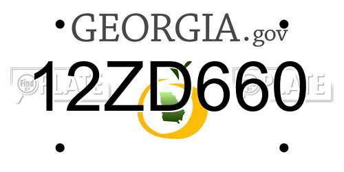 12ZD660 Georgia License Plate