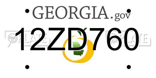 12ZD760 Georgia License Plate