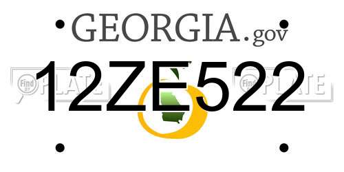 12ZE522 Georgia License Plate