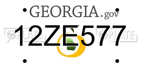 12ZE577 Georgia License Plate