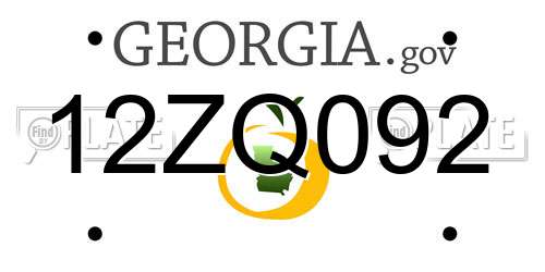12ZQ092 Georgia License Plate