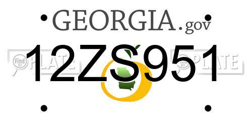 12ZS951 Georgia License Plate
