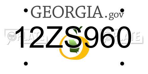 12ZS960 Georgia License Plate