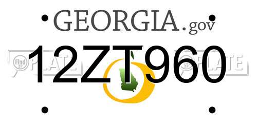 12ZT960 Georgia License Plate