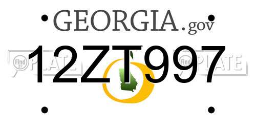 12ZT997 Georgia License Plate