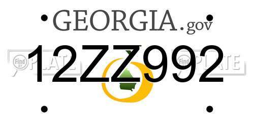 12ZZ992 Georgia License Plate