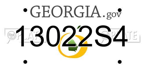 13022S4 Georgia License Plate