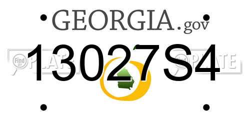 13027S4 Georgia License Plate