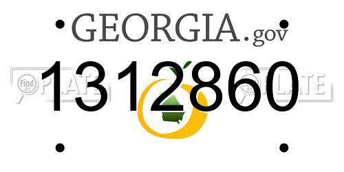 1312860 Georgia License Plate