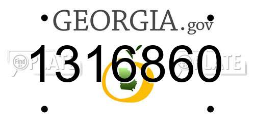 1316860 Georgia License Plate