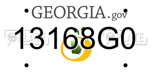 13168G0 Georgia License Plate