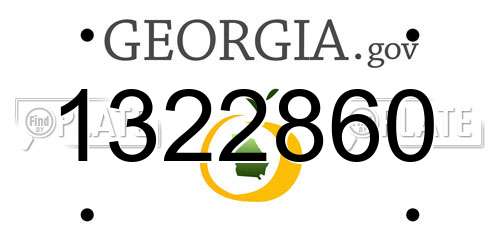 1322860 Georgia License Plate