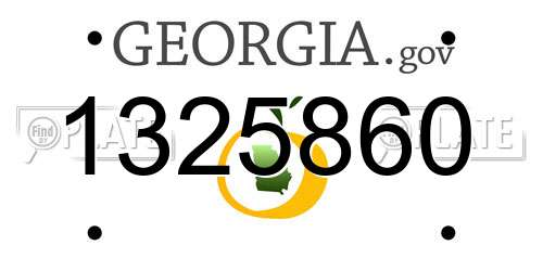 1325860 Georgia License Plate