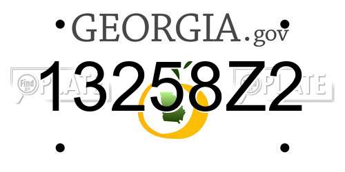 13258Z2 Georgia License Plate