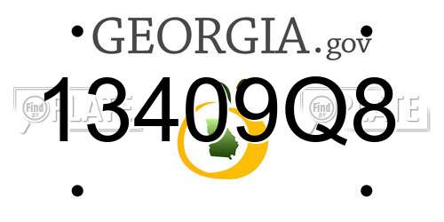 13409Q8 Georgia License Plate